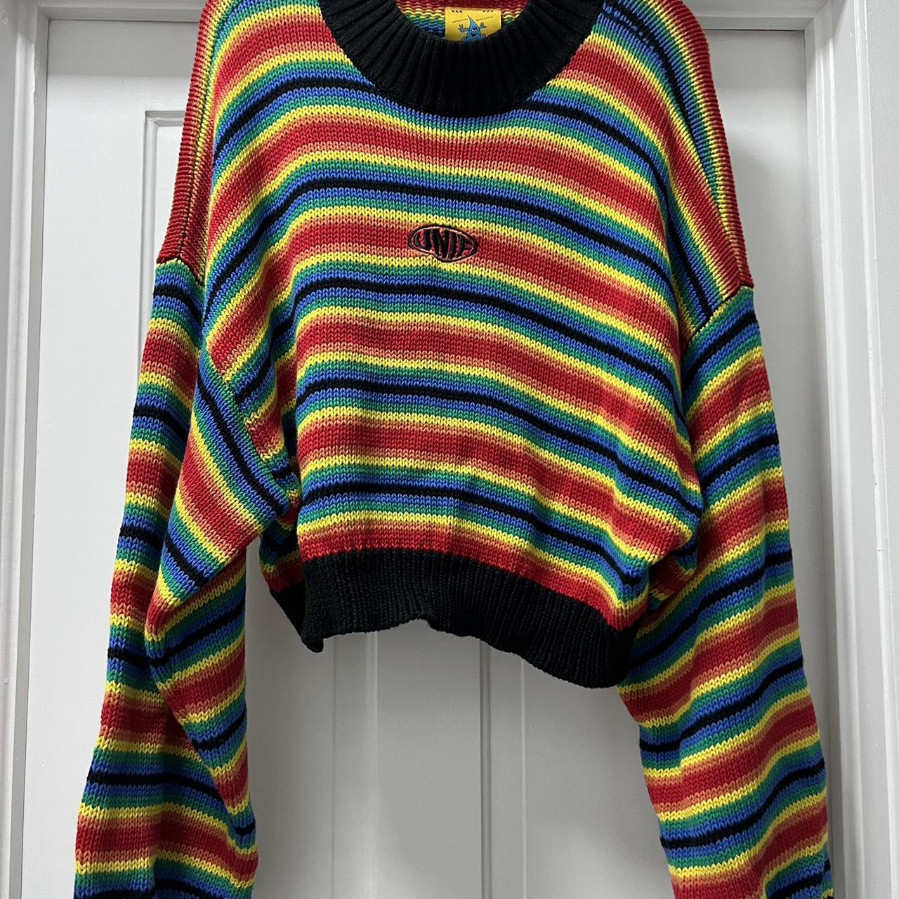 UNIF rainbow knitted sweater Size XL - like... - Depop