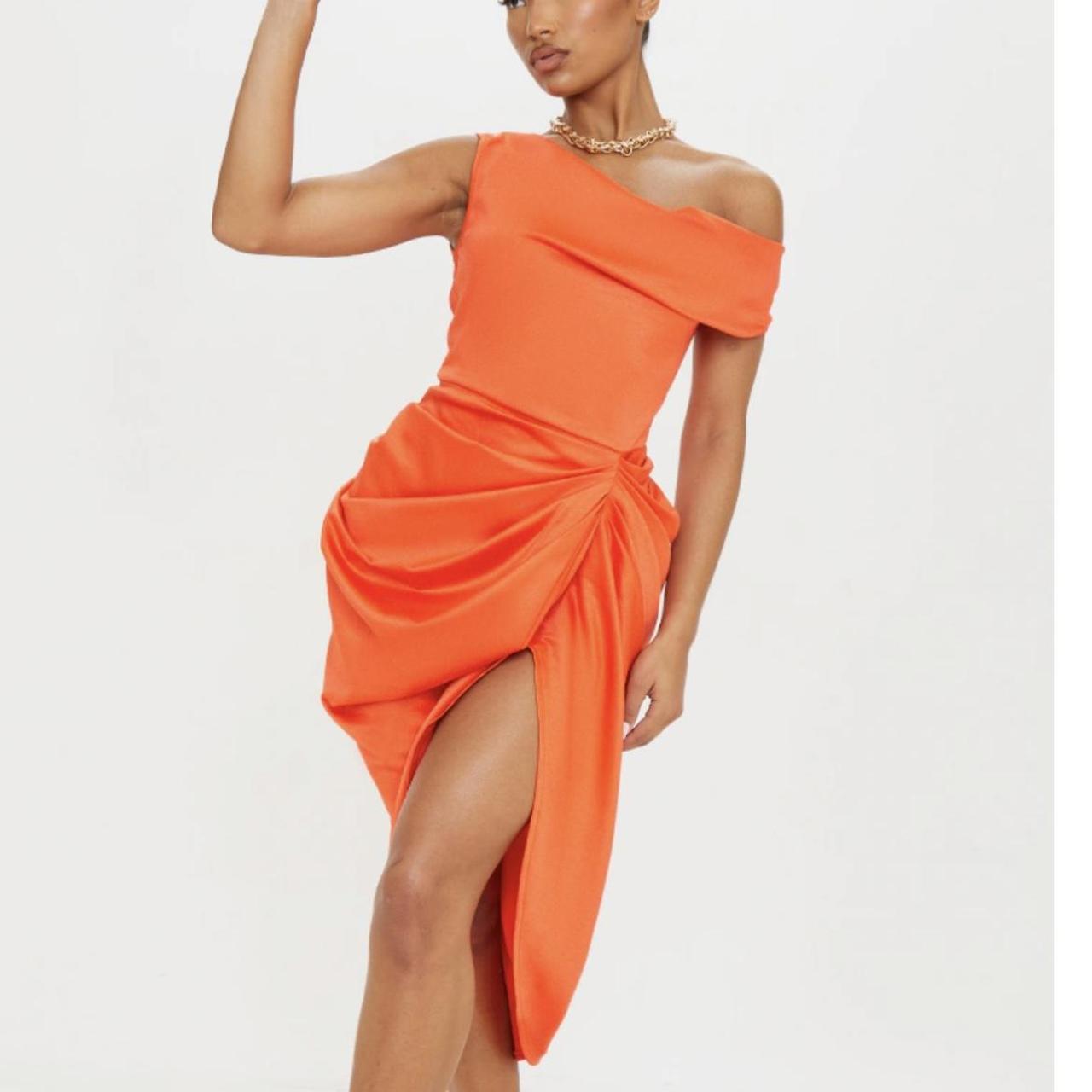 Pretty Little Neon Orange Ruched Dress Pretty Little Thing Bright