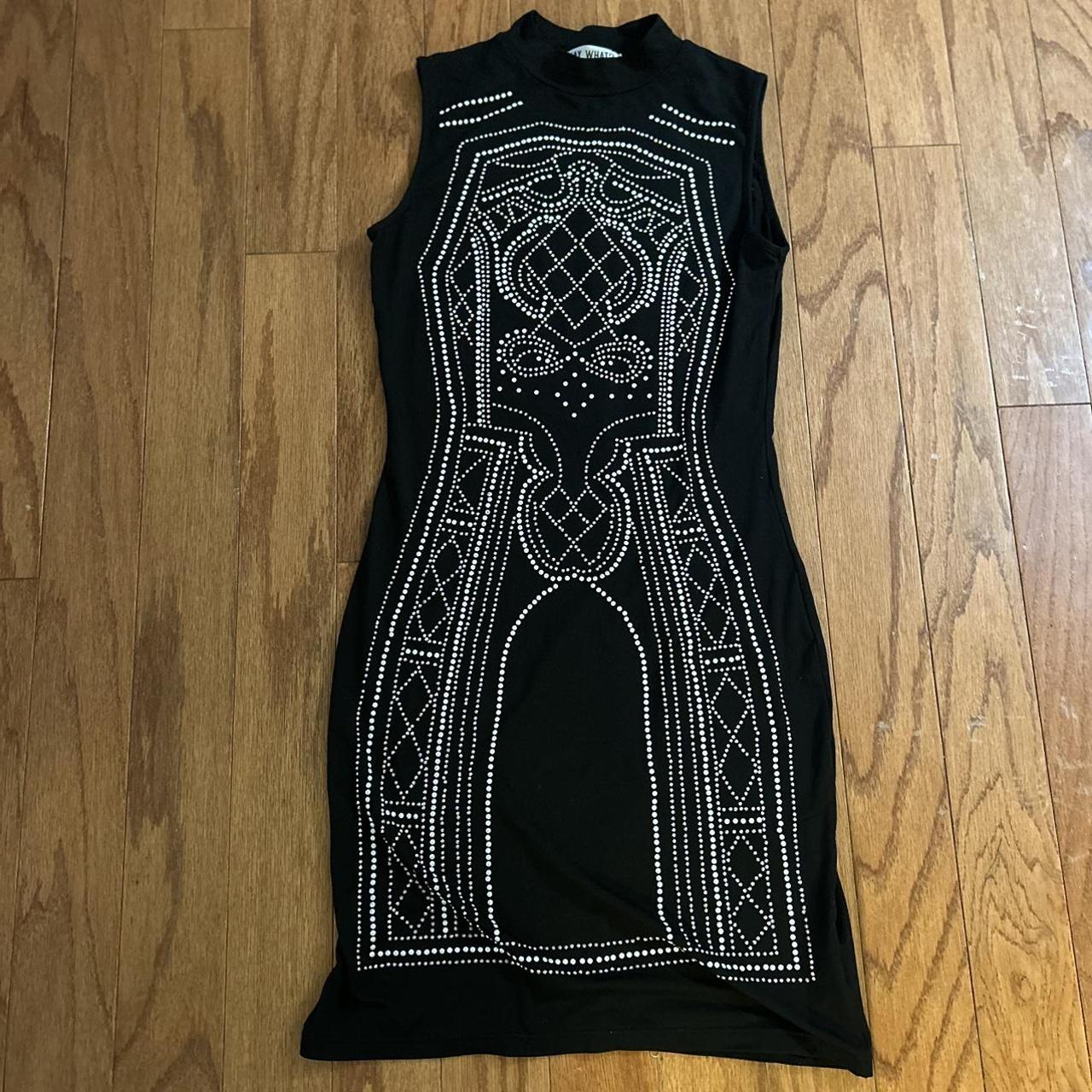 Say What? Rhinestone Black Dress Size Small Worn Once - Depop