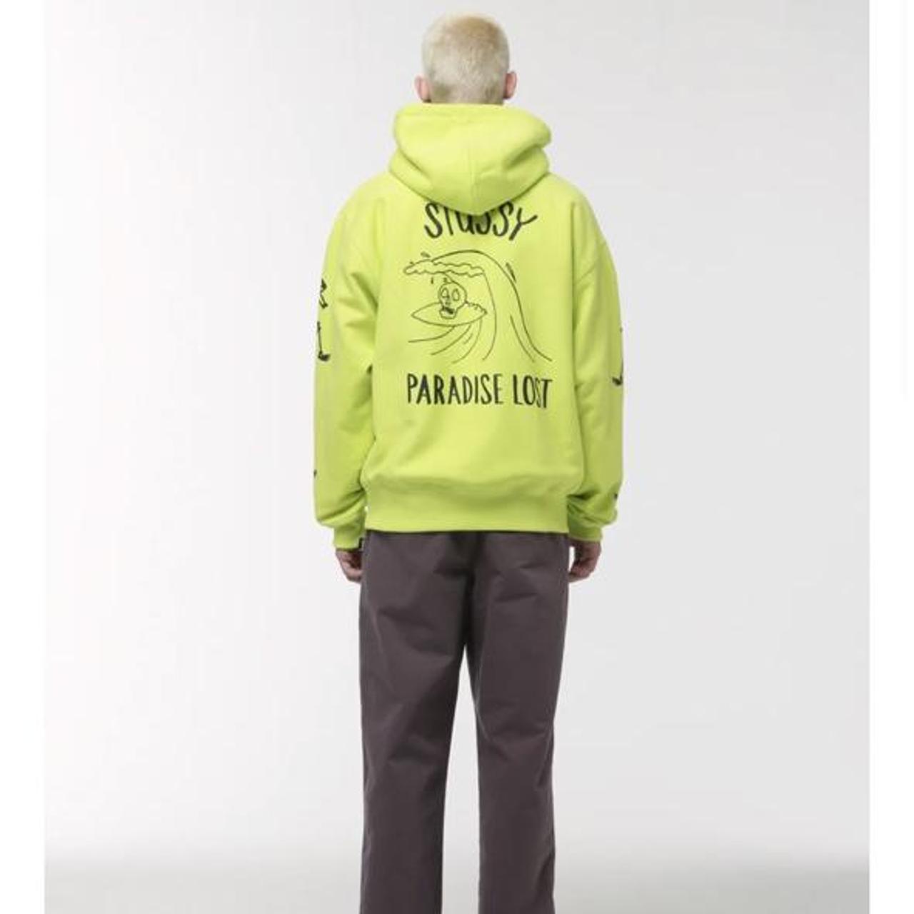 Stüssy lime zip up PARADISE LOST hoodie in LIME Size | Depop