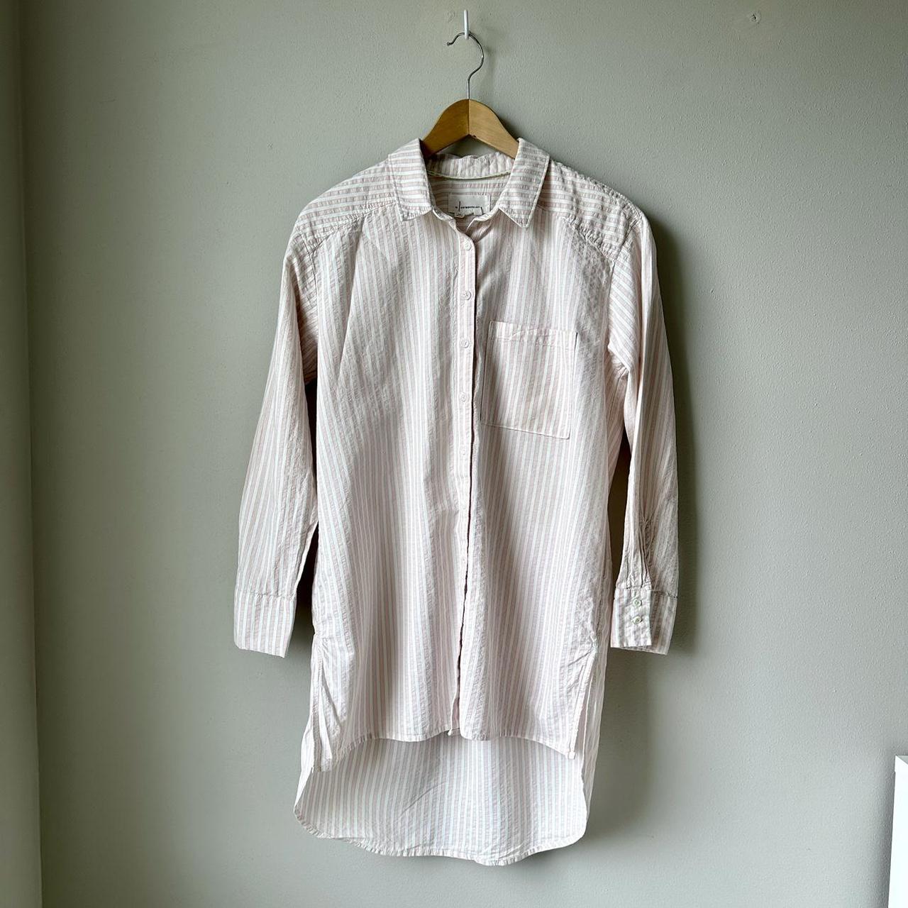 Anthropologie button selling down striped shirt