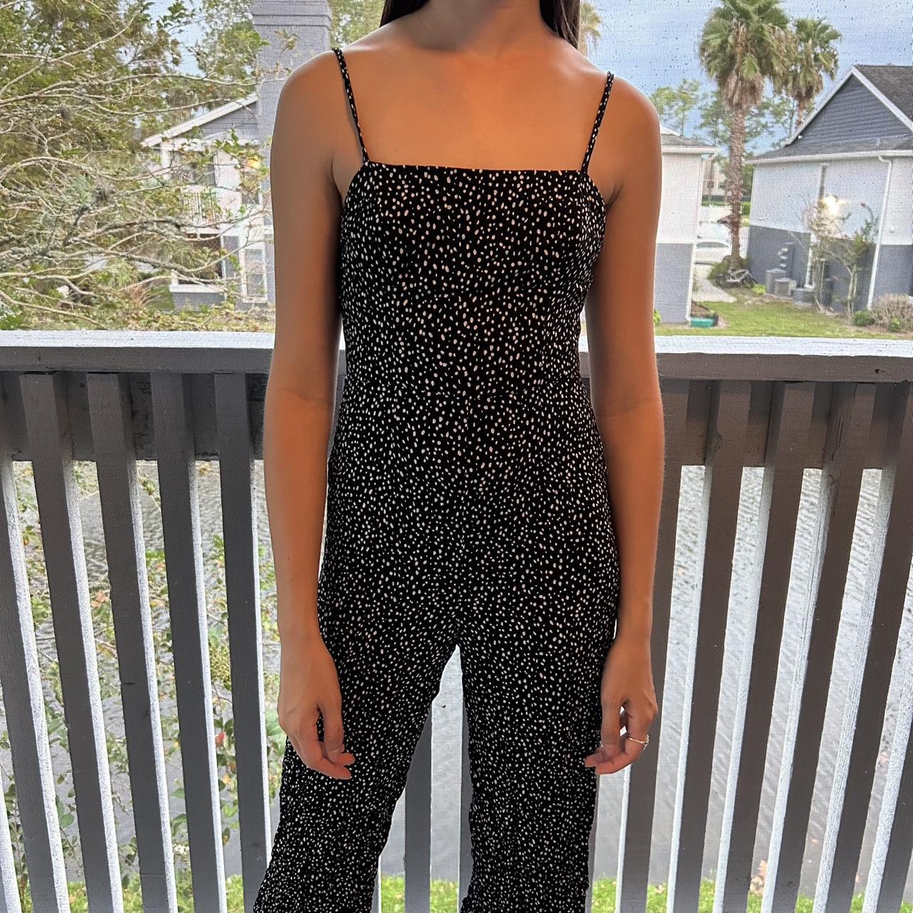 SMALL Jumpsuit black and white. Polka dots. Model... - Depop