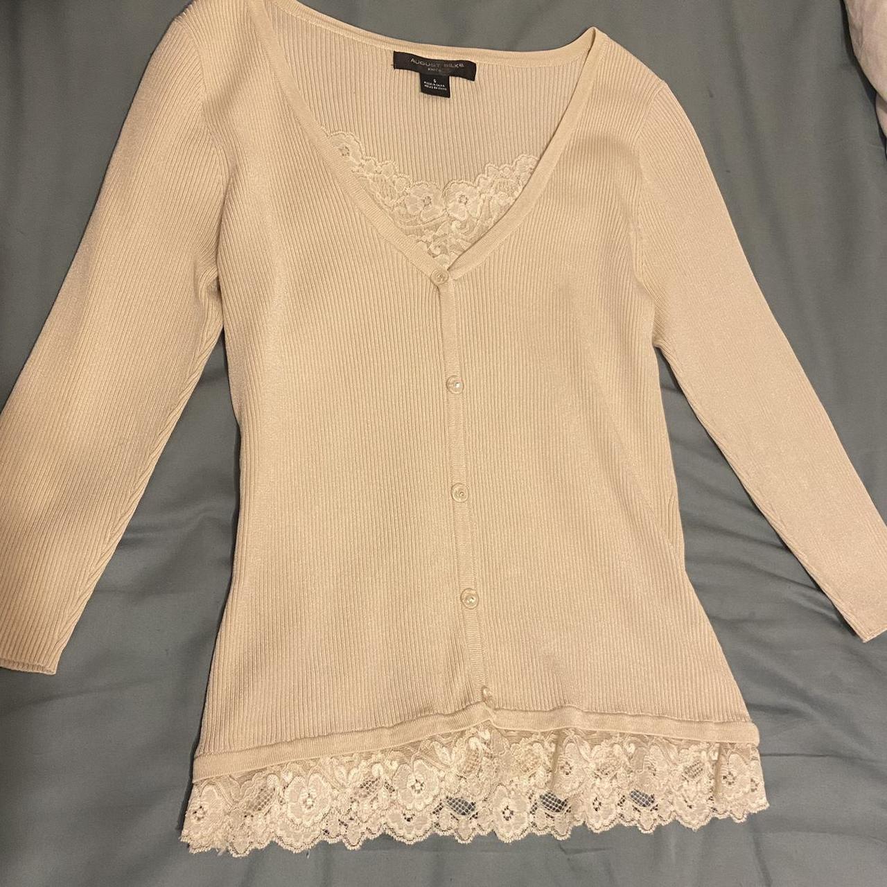 Brandy Melville Women's Cream Cardigan | Depop