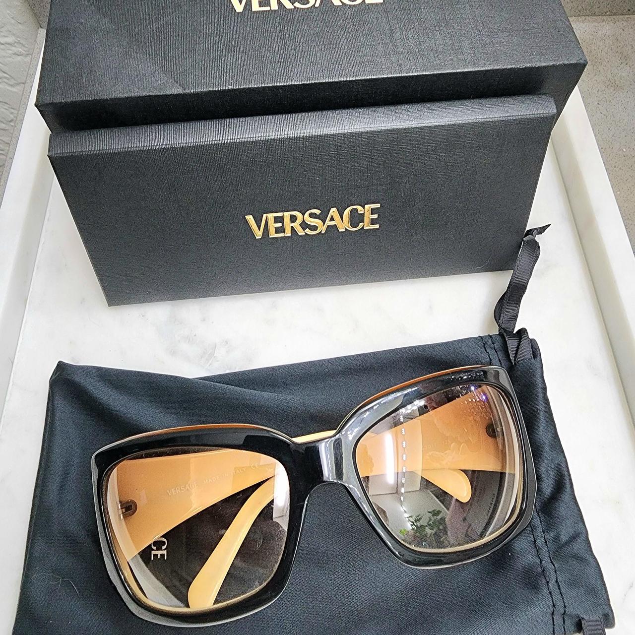 🌼Features: Y2k Versace Visor Sunglasses Brown | Depop