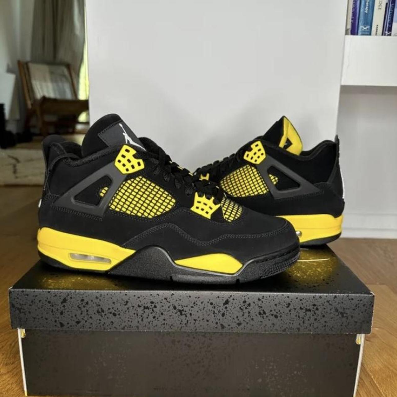 Jordan 4 yellow thunder UK 11 Worn once Excellent... - Depop