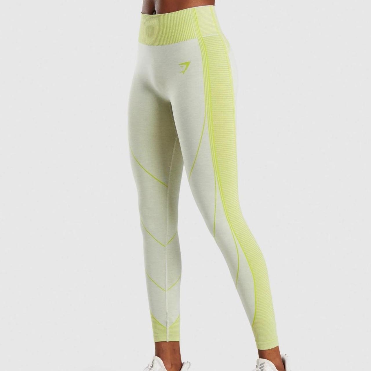 Gymshark Hyper Amplify Leggings - Light Grey Marl/Lime