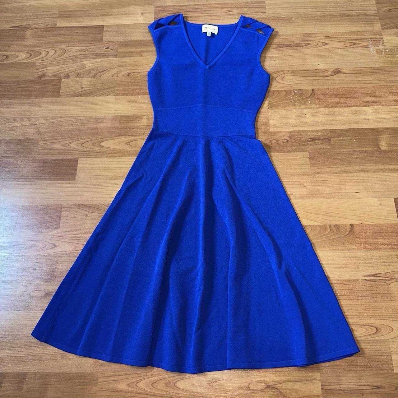 Milly Women's Dress - Blue - XS – Milly Blue Diamond Pointelle Fit & Flare …