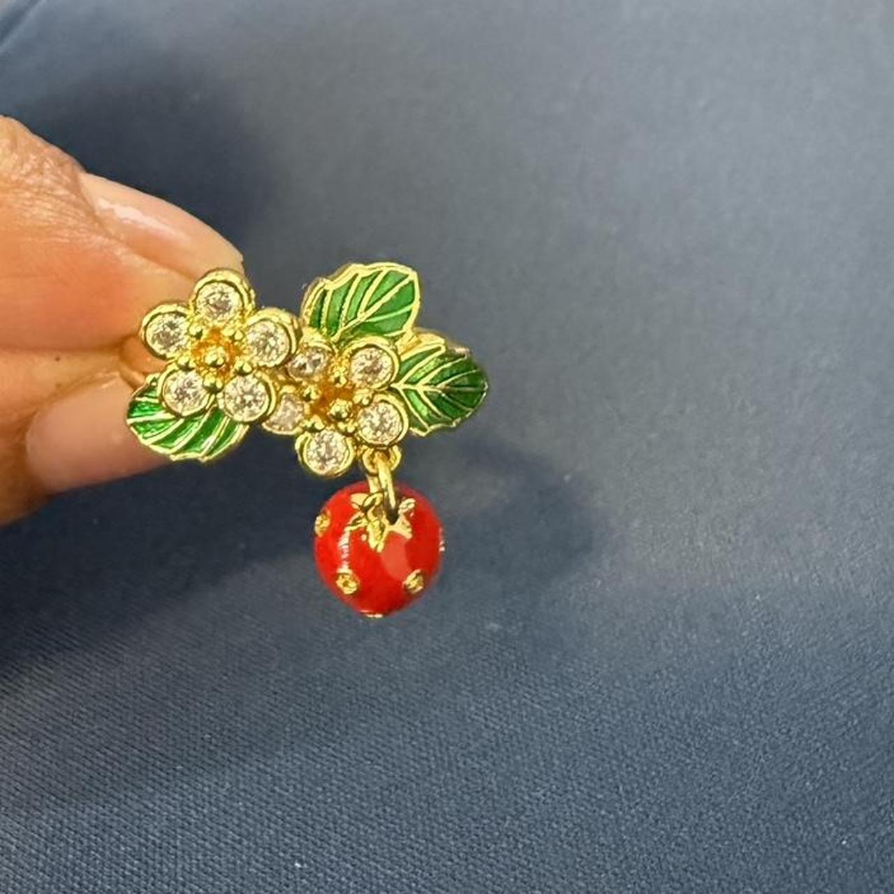 Women's Ring - Multi/Gold – Adjustable strawberry… - image 1