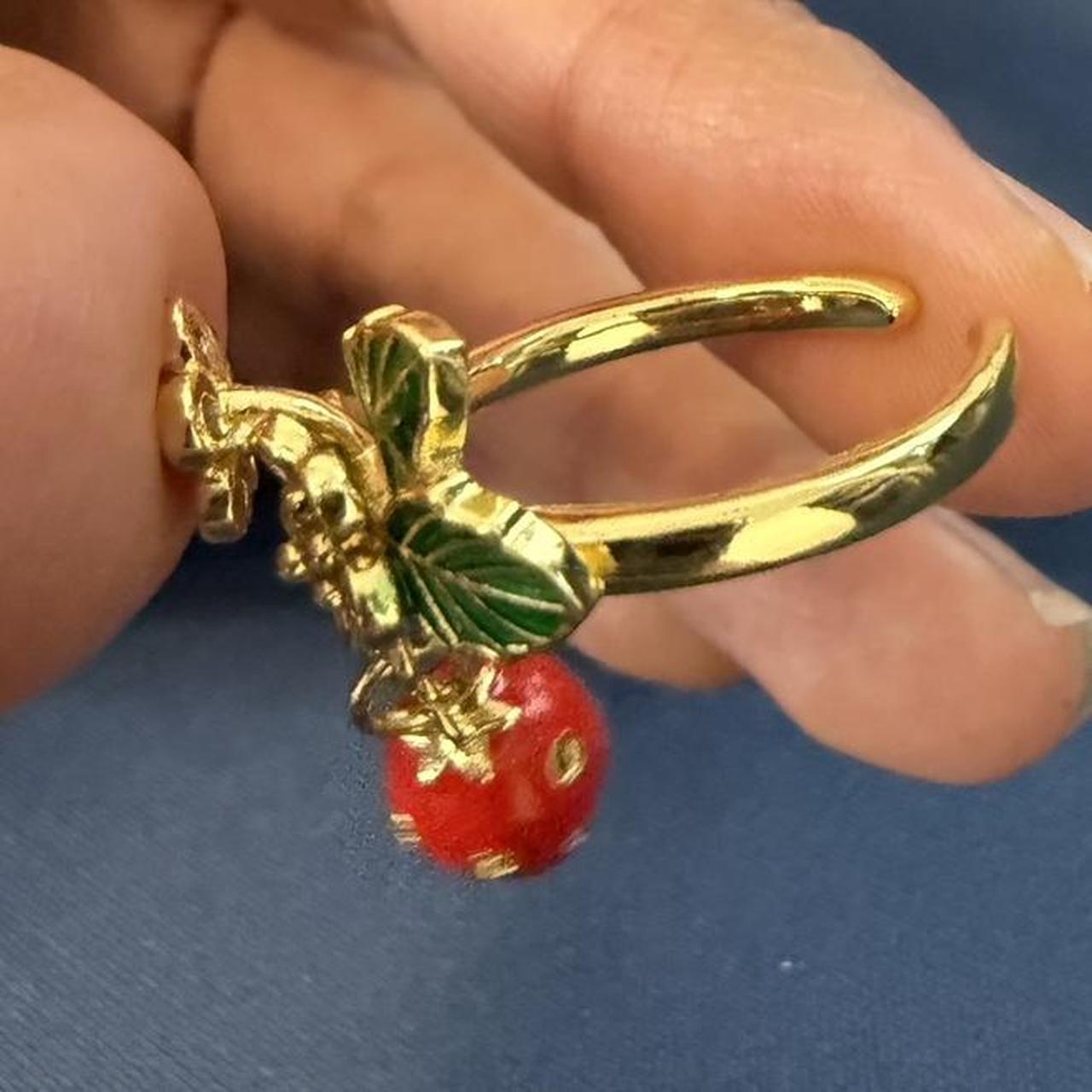 Women's Ring - Multi/Gold – Adjustable strawberry… - image 3