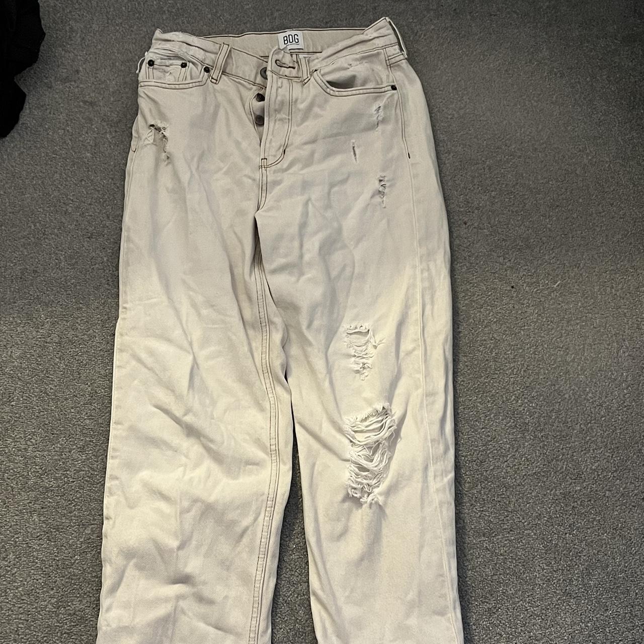 Urban outfitters denim cream baggy jeans with... Depop