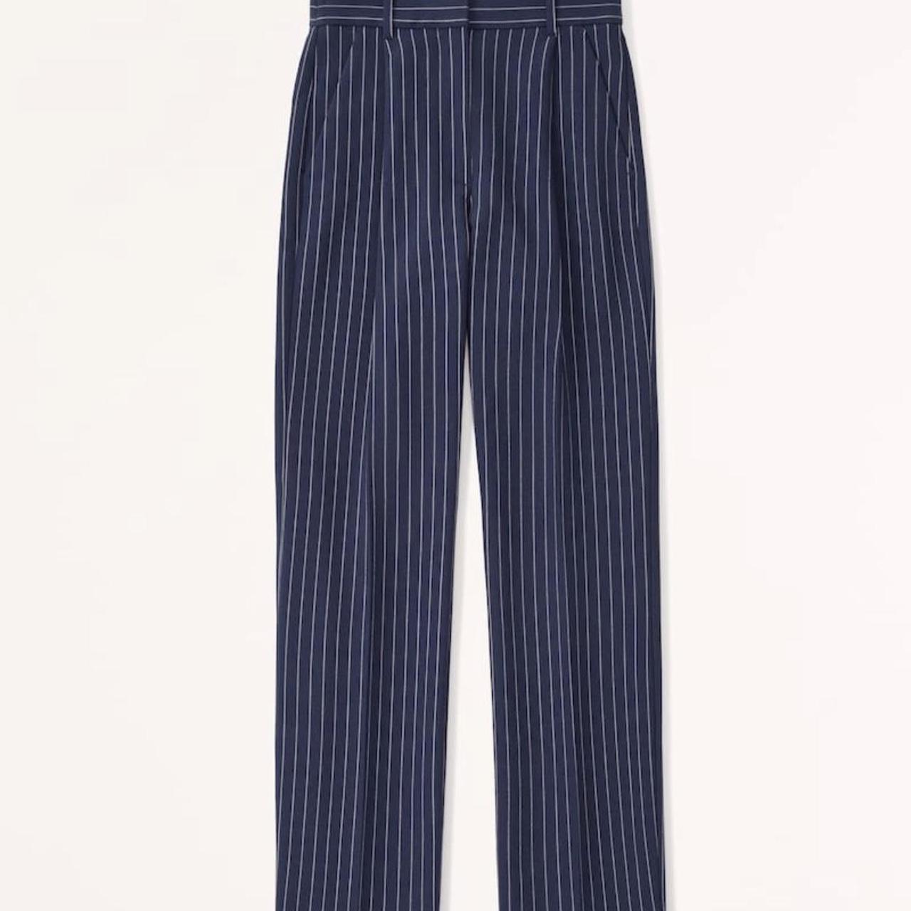 Abercrombie tailored relaxed straight pant in navy... - Depop