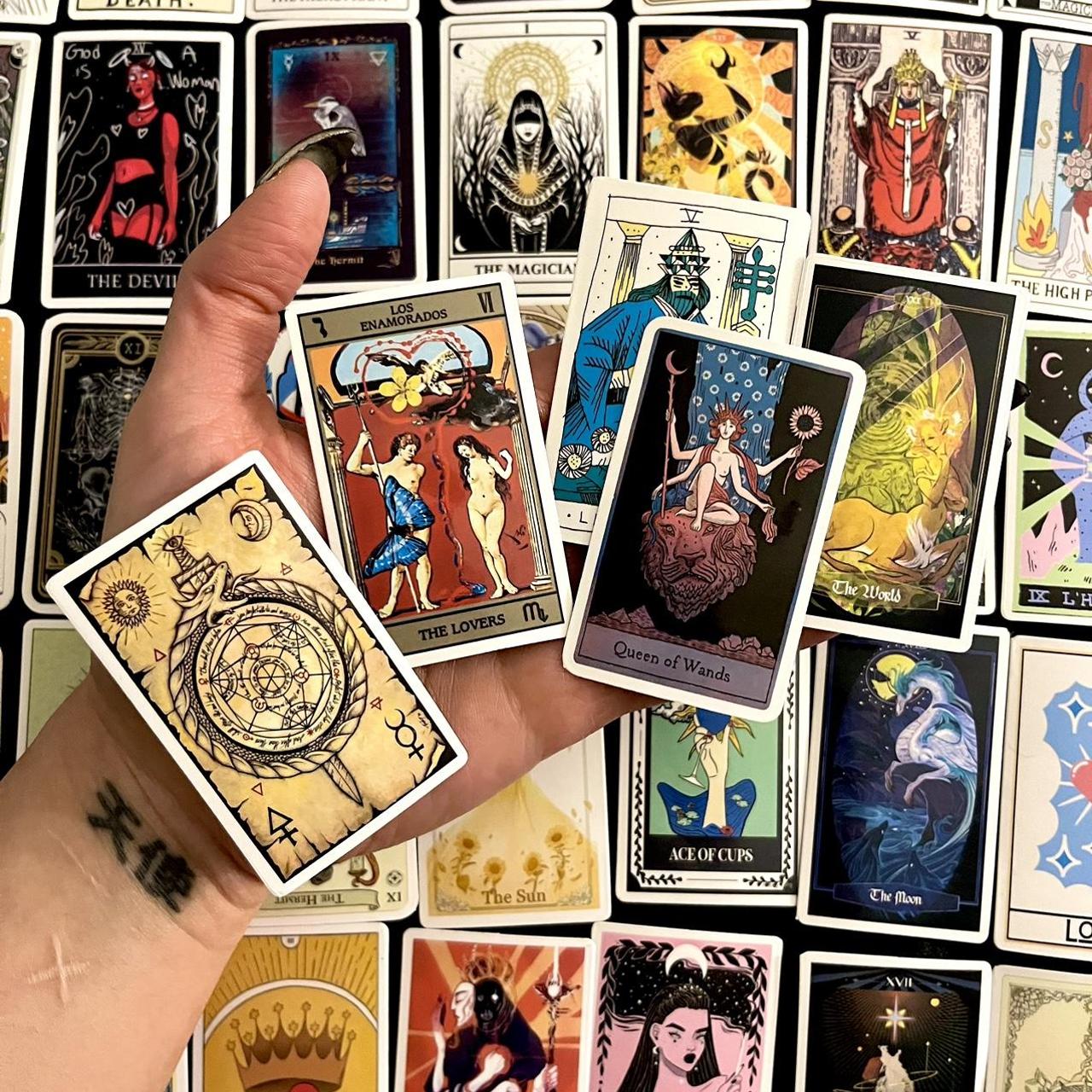 Tarot Card Stickers - Random Colours 5 pieces —>... - Depop