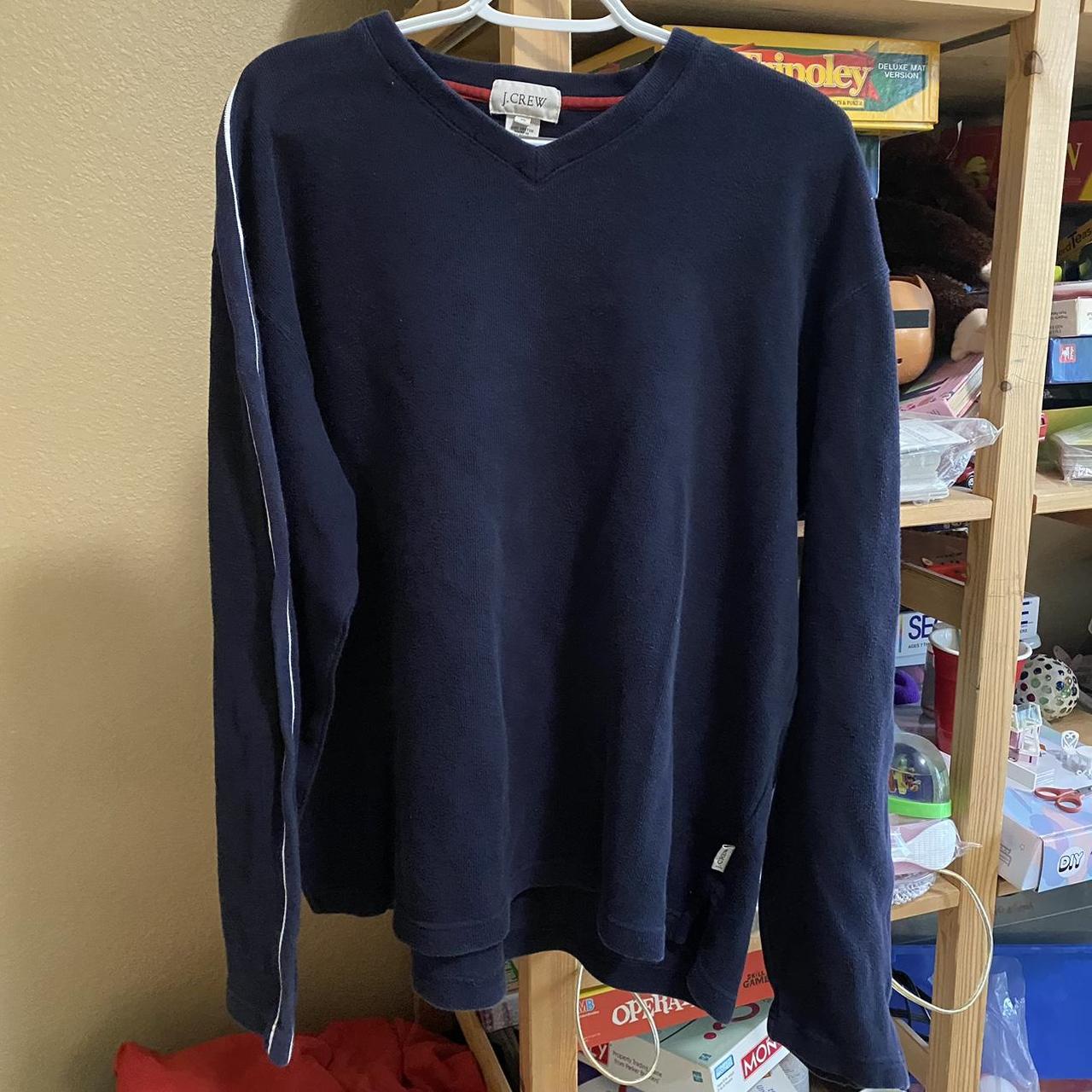 Men's Navy and White Jumper | Depop