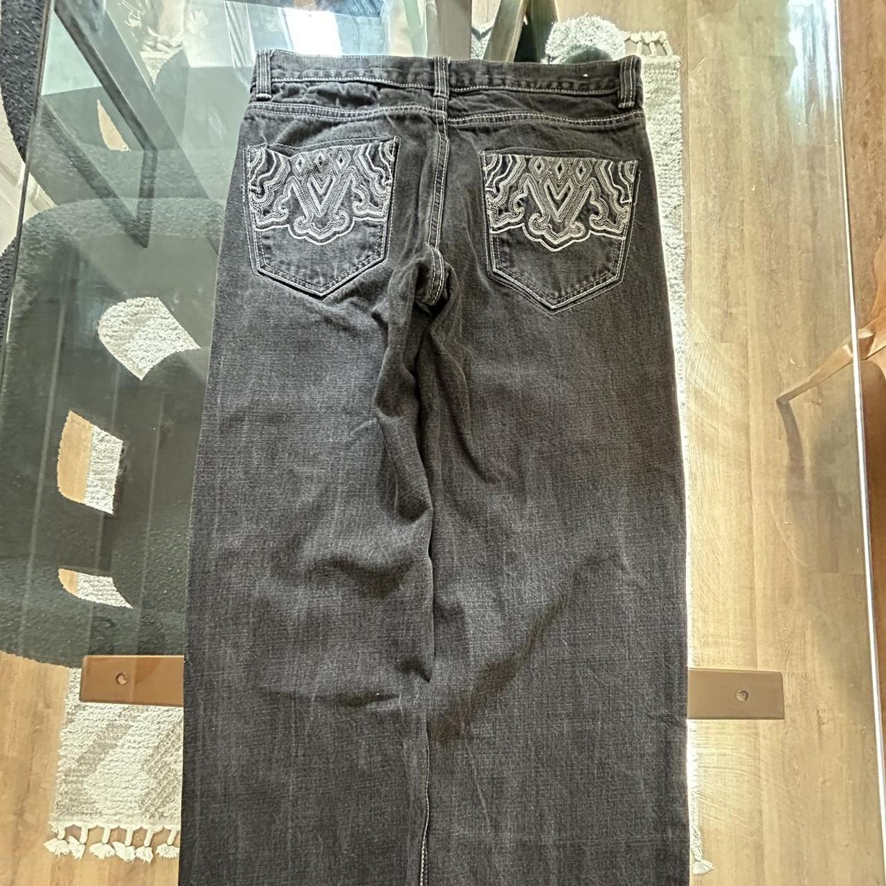 Vintage avirex black jeans 34x30 embroidered back... - Depop
