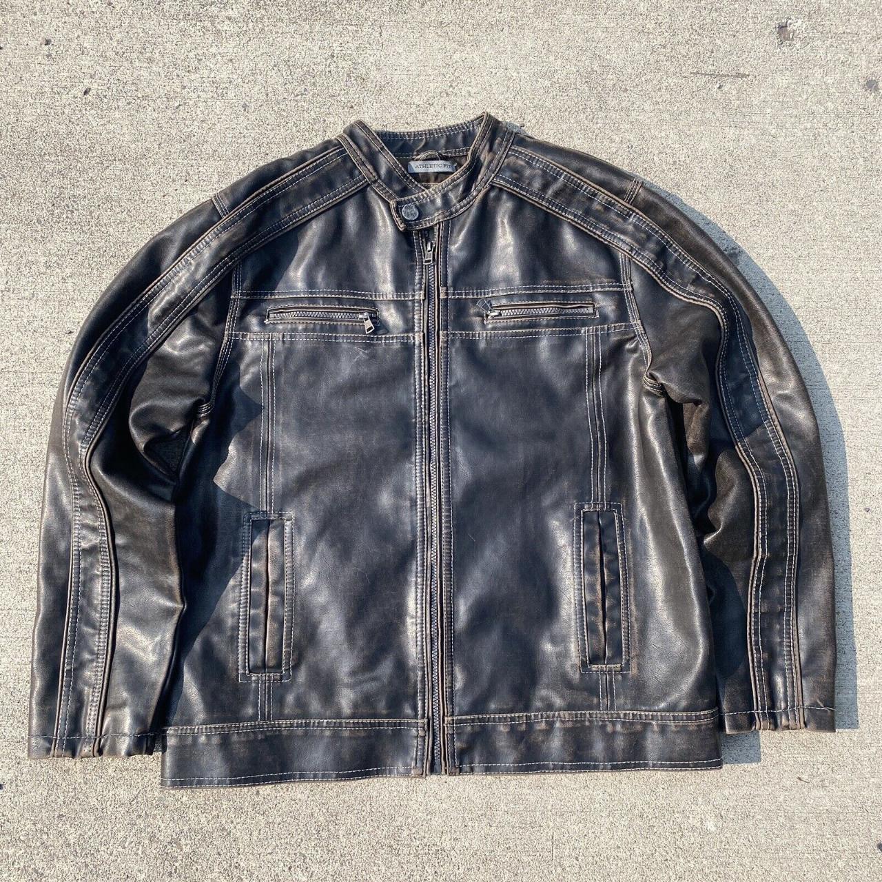 - Vintage BKE Leather Jacket Mens (Athletic Fit)... - Depop