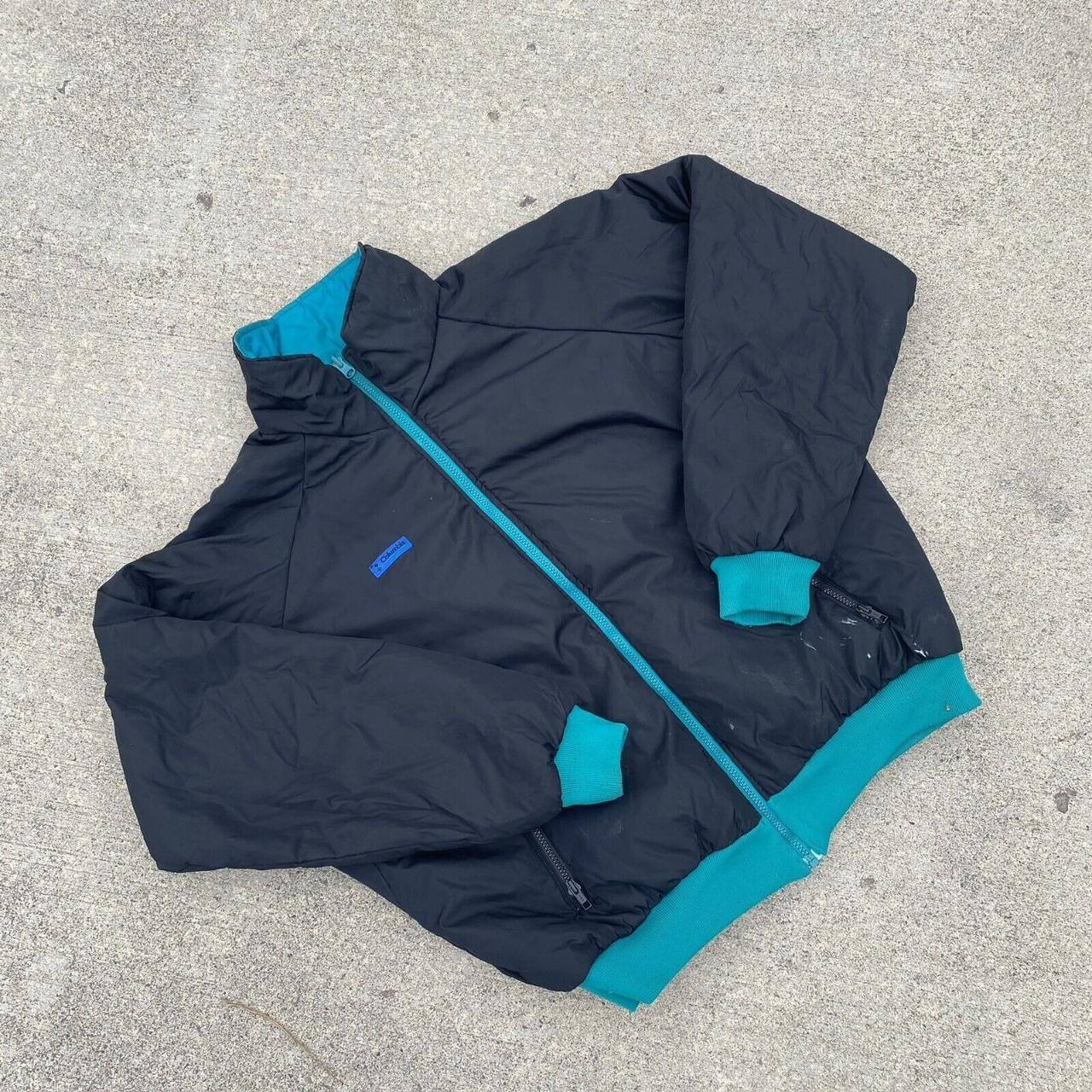 - Vintage Columbia Puffer Jacket Reversible Black... - Depop