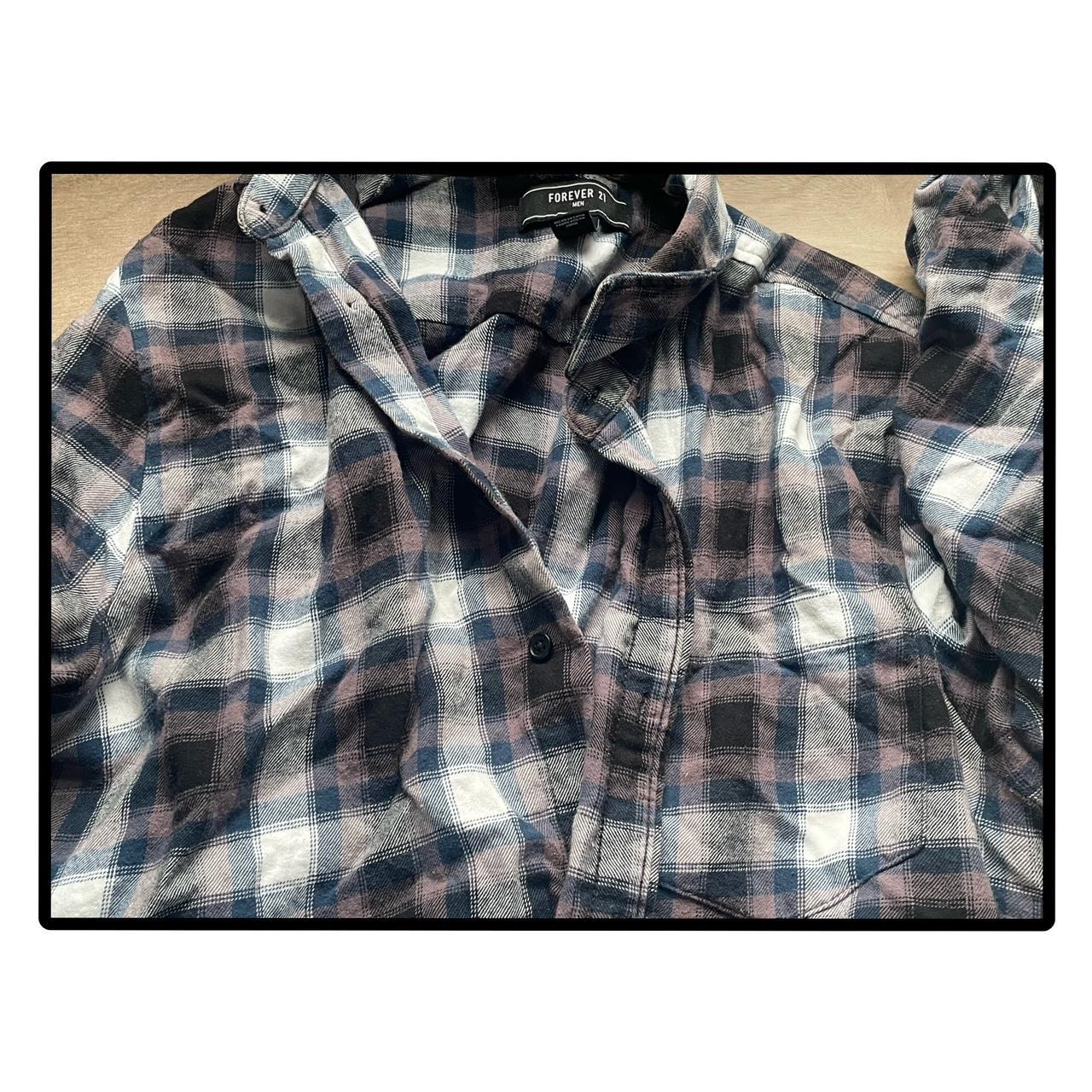 blue forever 21 flannel ﾟ* ‧₊˚ #forever21 #flannel - Depop