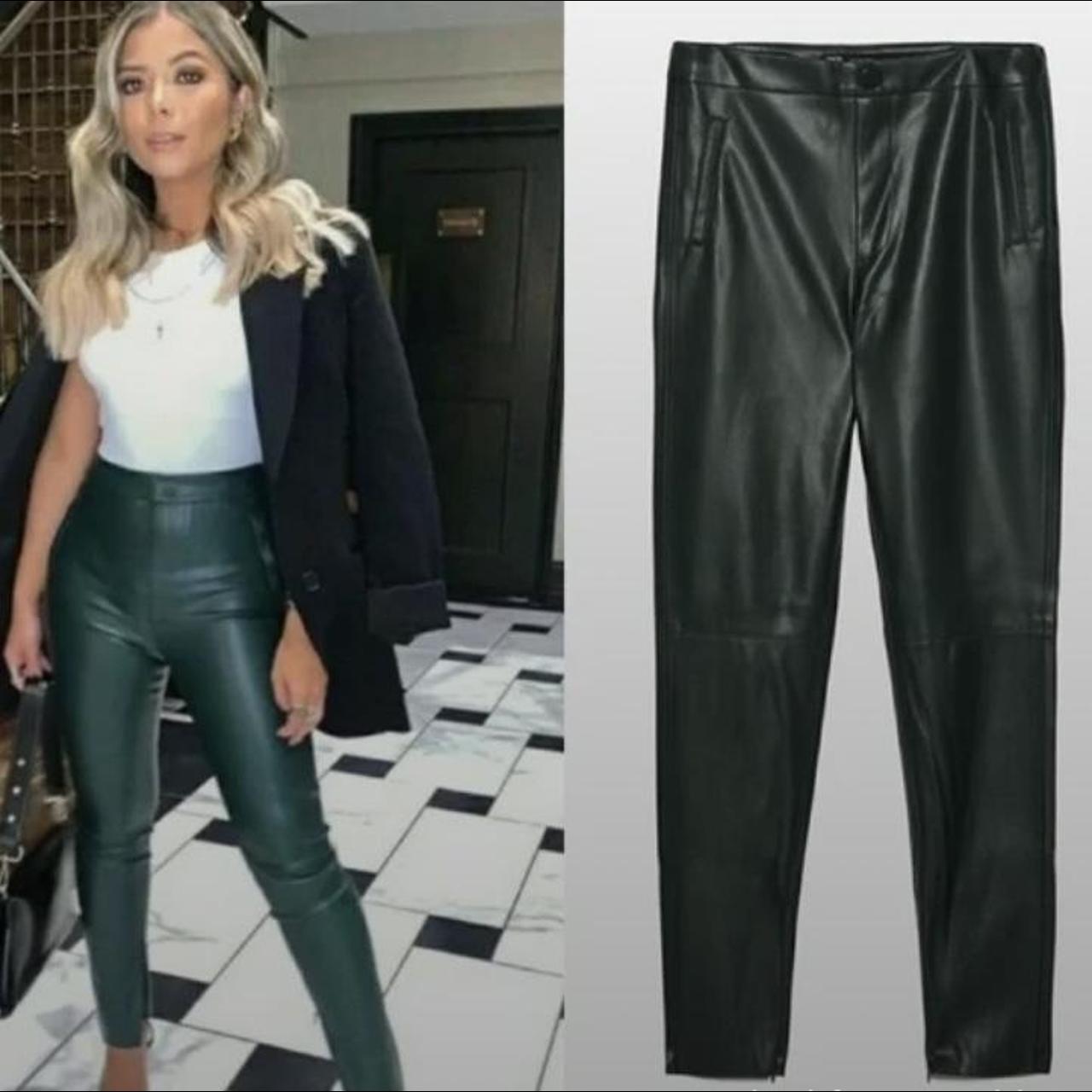 Zara Green Faux Leather Pants 💚, Waist: 30”, Hips