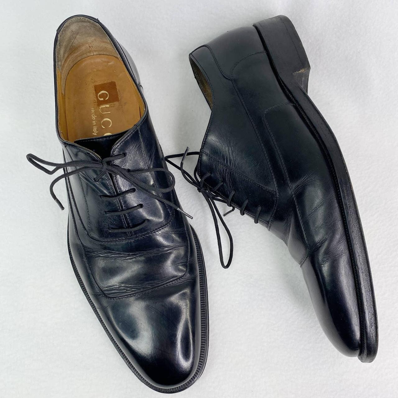 Gucci Italy Mens Dress Shoes 8D Black Leather Oxford... - Depop