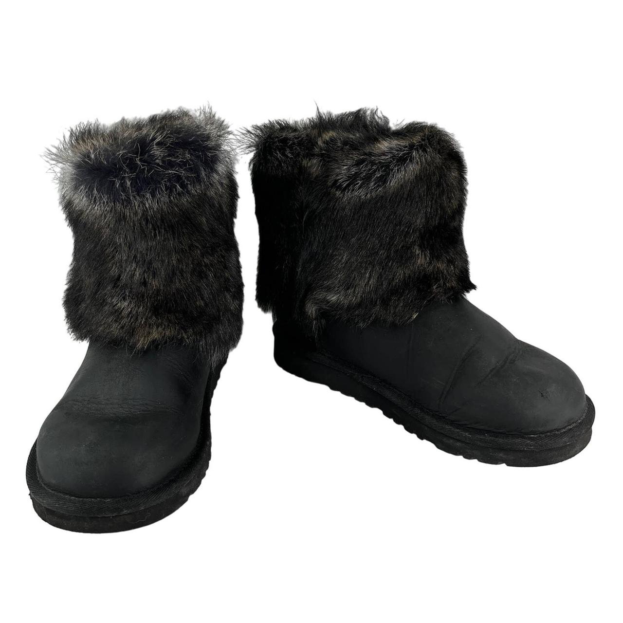 Black furry ugg boots hotsell