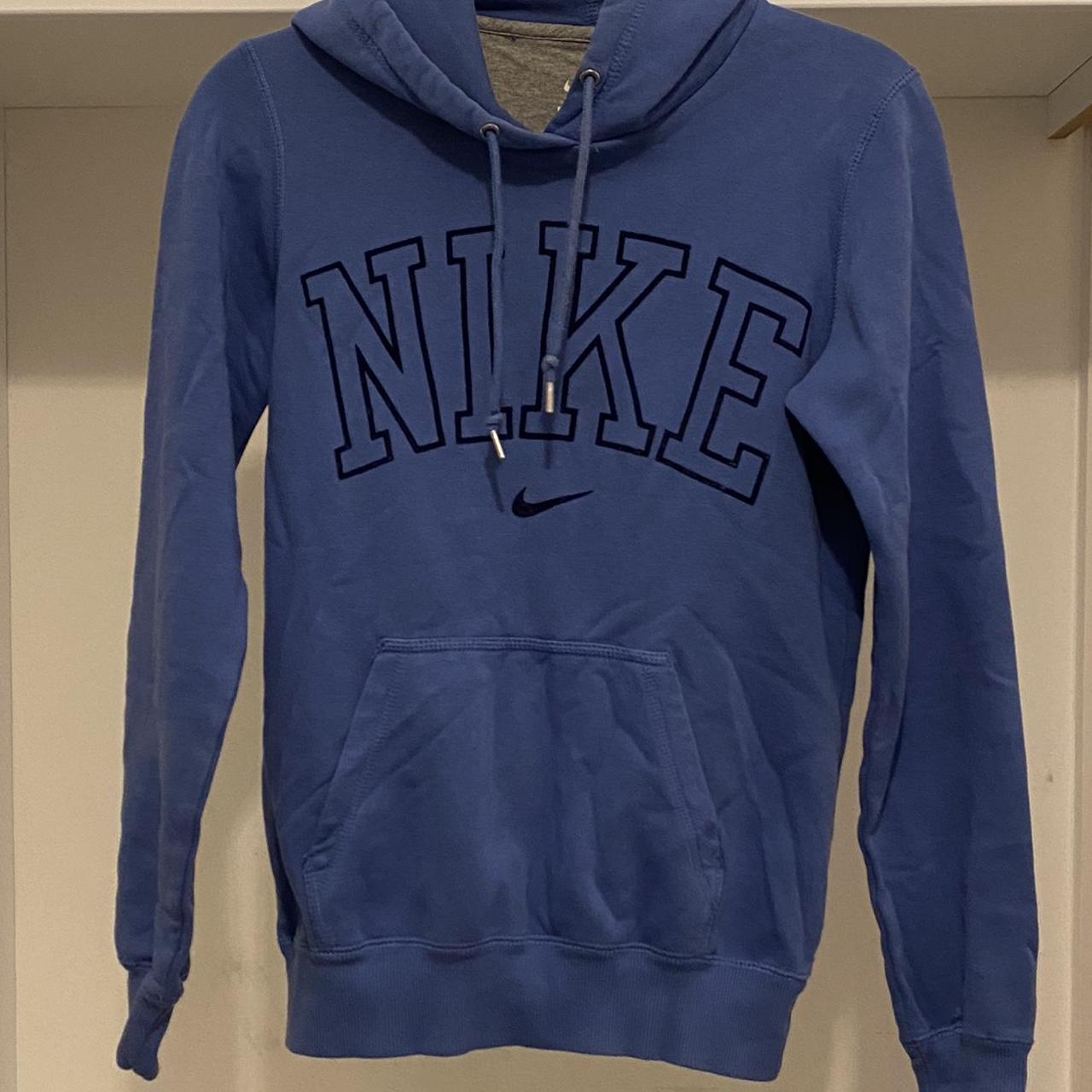 Nike Blue spell out hoodie Unisex XS/S #nike... - Depop