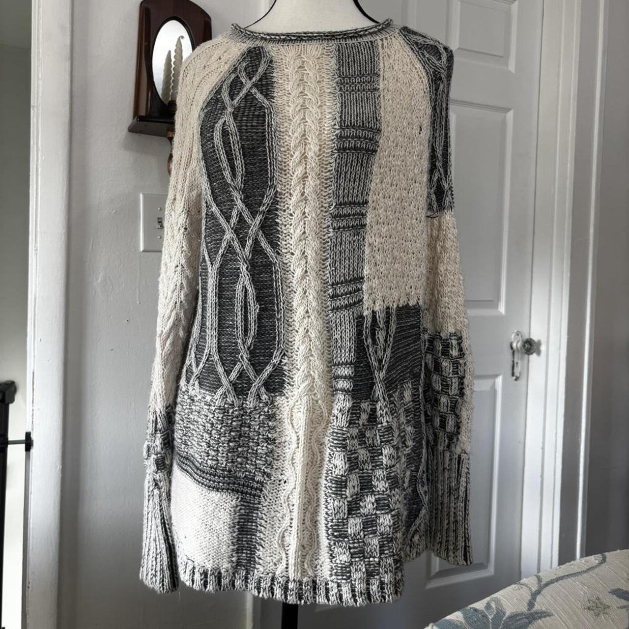 Women's Sweater - Grey/Multi - M – Plaid Patchwor… - image 1