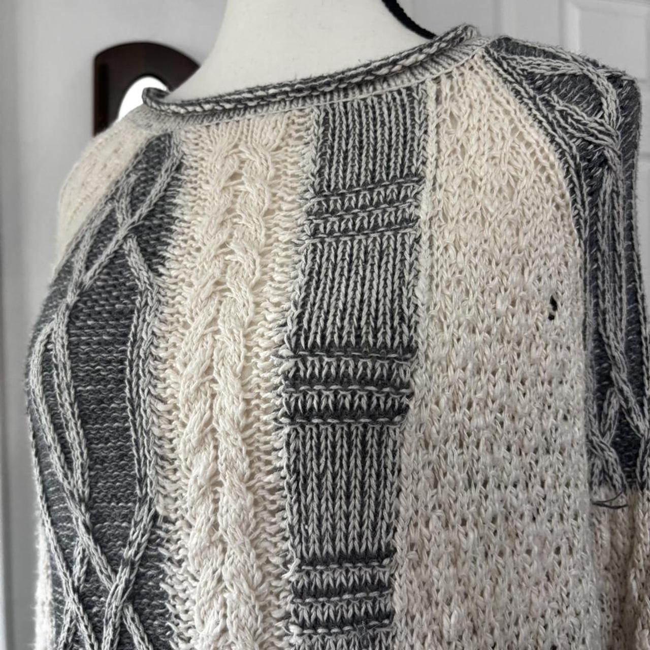 Women's Sweater - Grey/Multi - M – Plaid Patchwor… - image 4