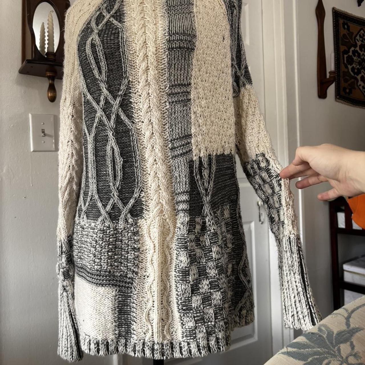 Women's Sweater - Grey/Multi - M – Plaid Patchwor… - image 8