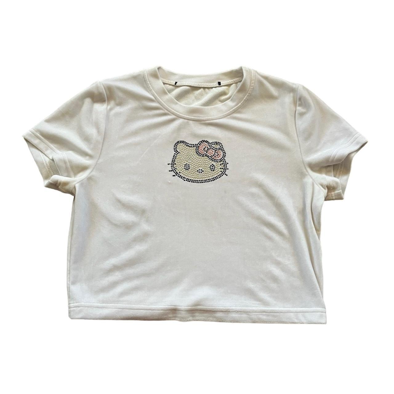 Forever 21 Women's Hello Kitty Graphic Cropped T-Shirt in White