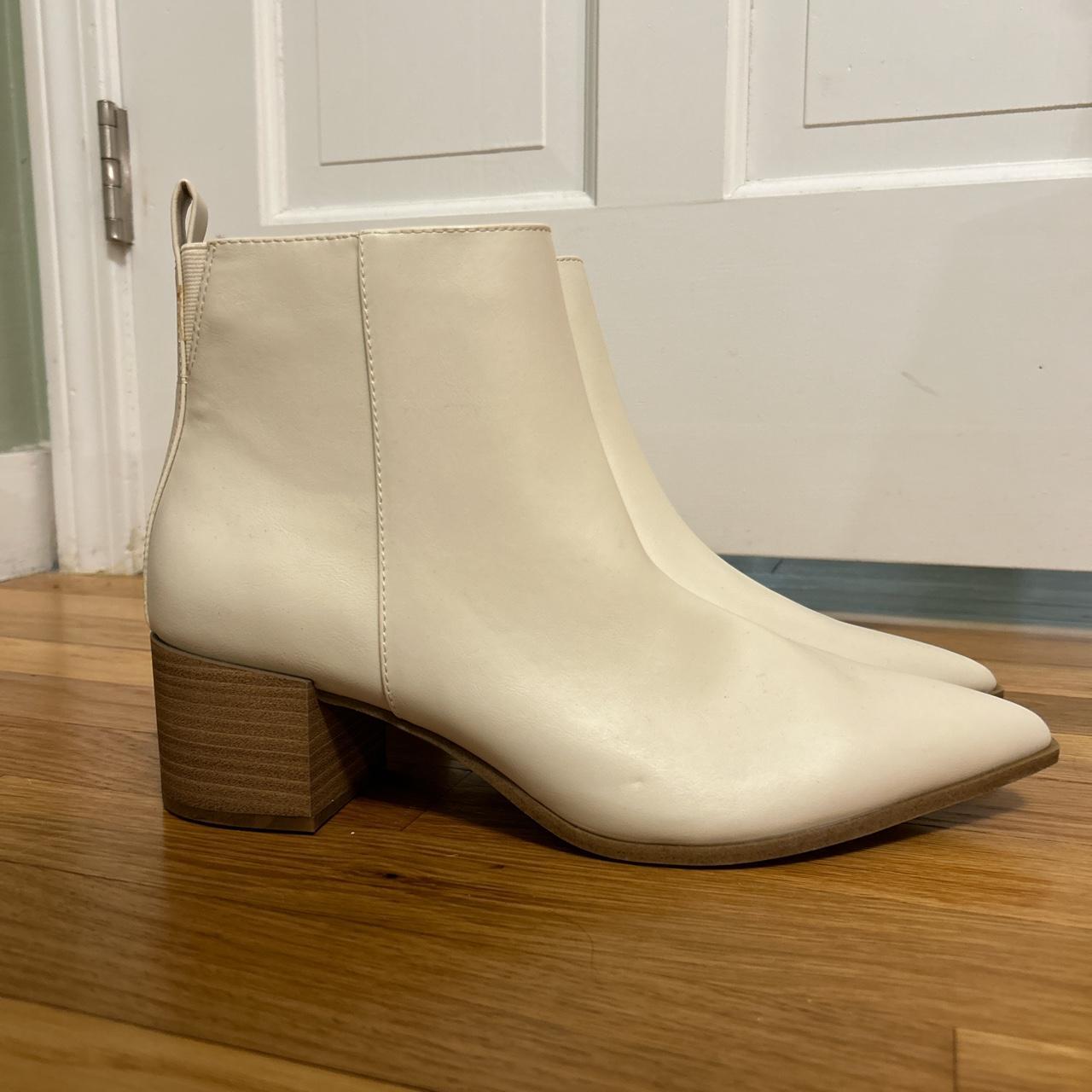 Cream leather booties 2.5 inch heel height Memory... Depop