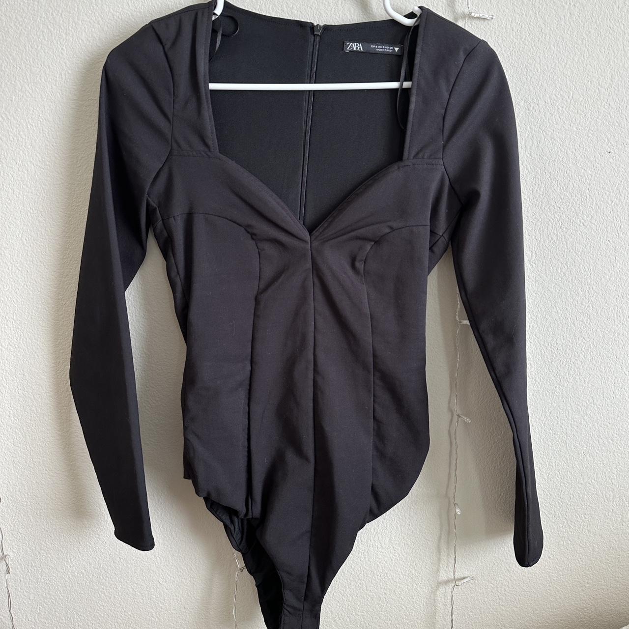 Zara Women's Black Bodysuit Depop