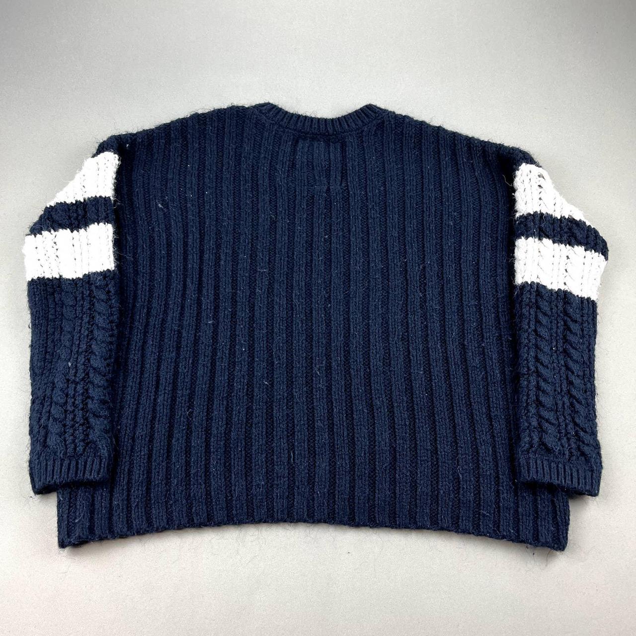 Superdry Women's Blue and White Jumper | Depop