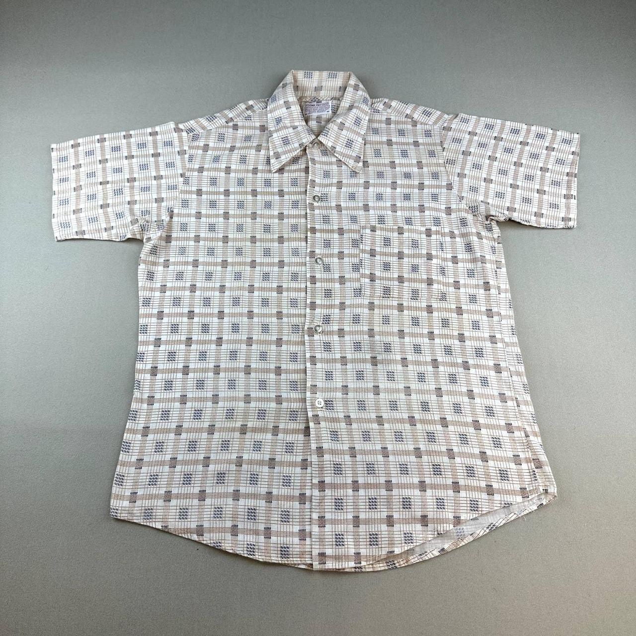 Vintage Pattern Button Up Shirt Adult Medium Cream... - Depop