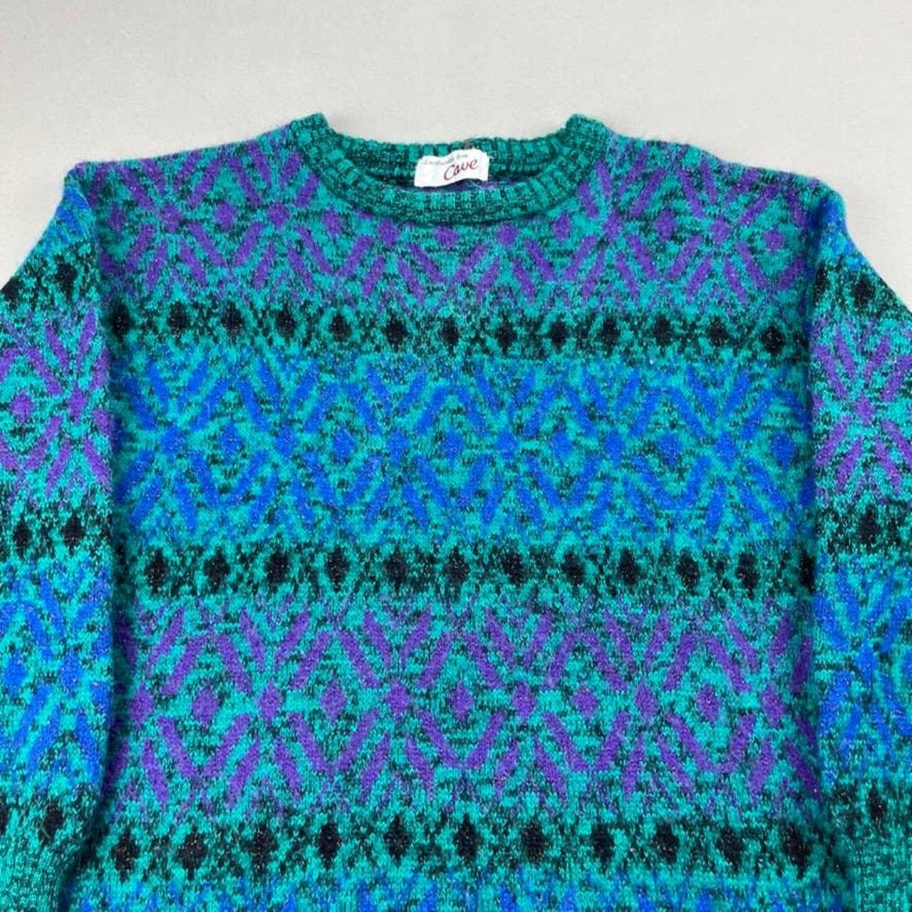 Women's Green and Blue Jumper | Depop