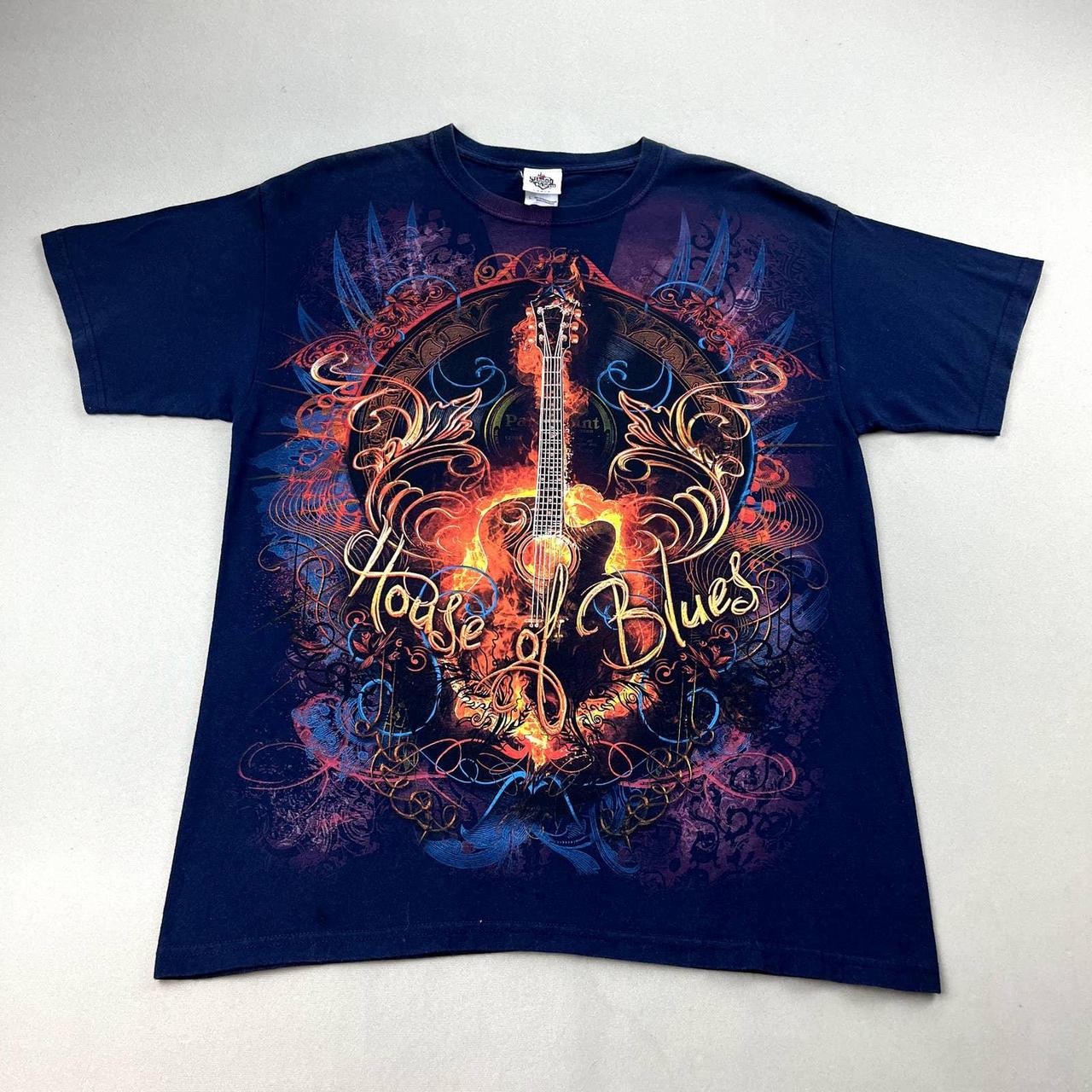 Vintage House of Blues TShirt Mens Large Navy Rock... Depop