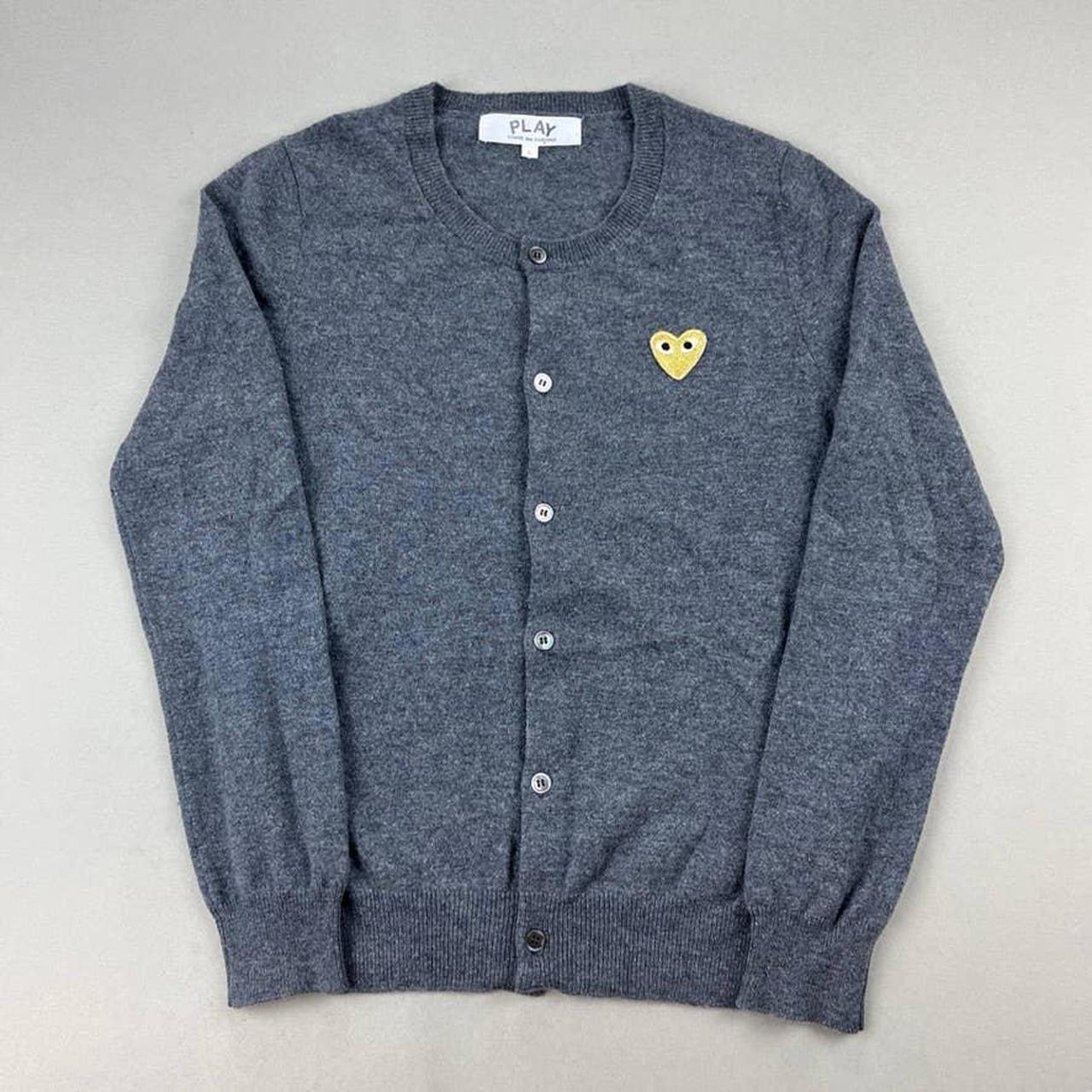 Comme des Garçons Play Women's Grey and Gold Cardigan | Depop