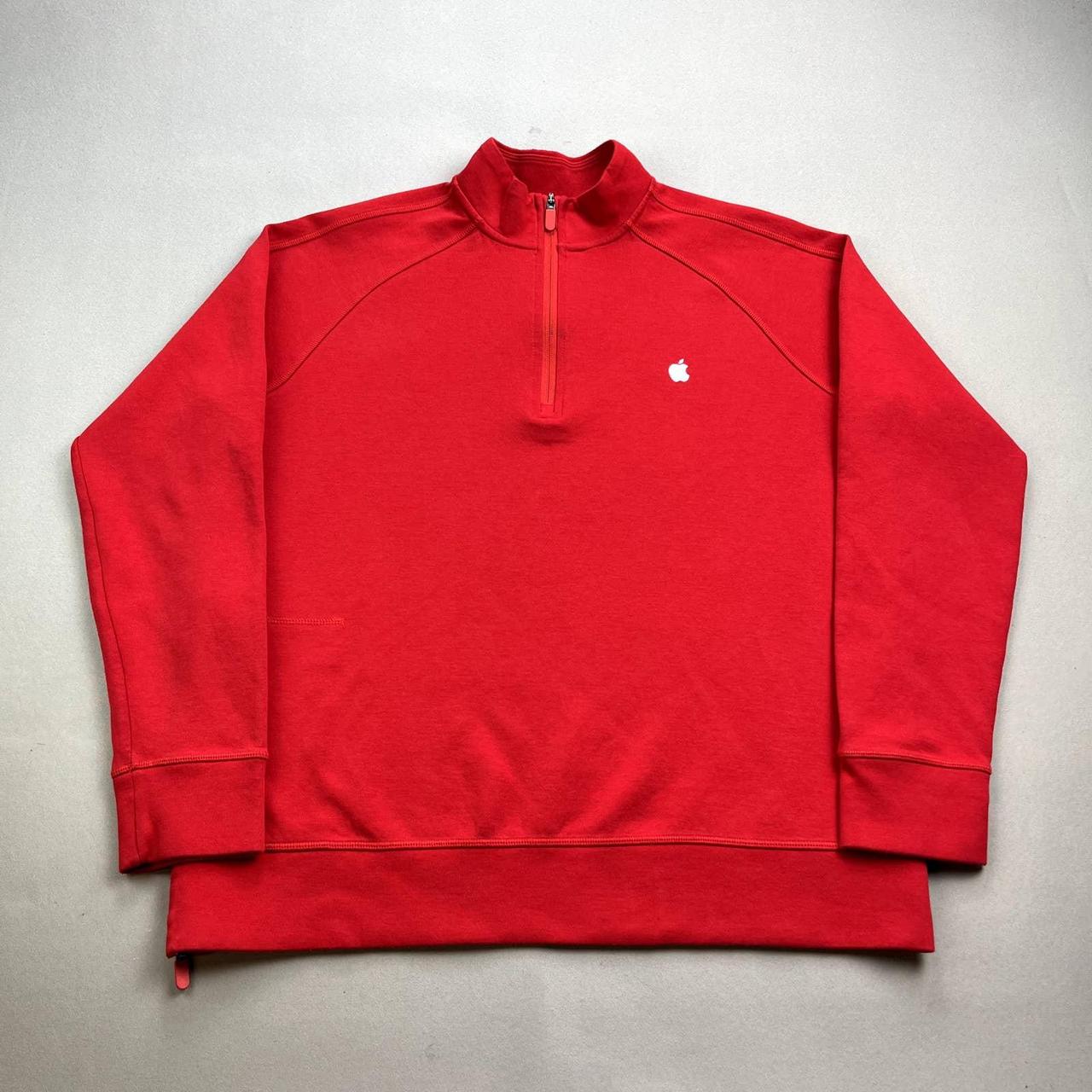 Apple Sweatshirt Adult Large Red 1/4 Zip Employee... - Depop