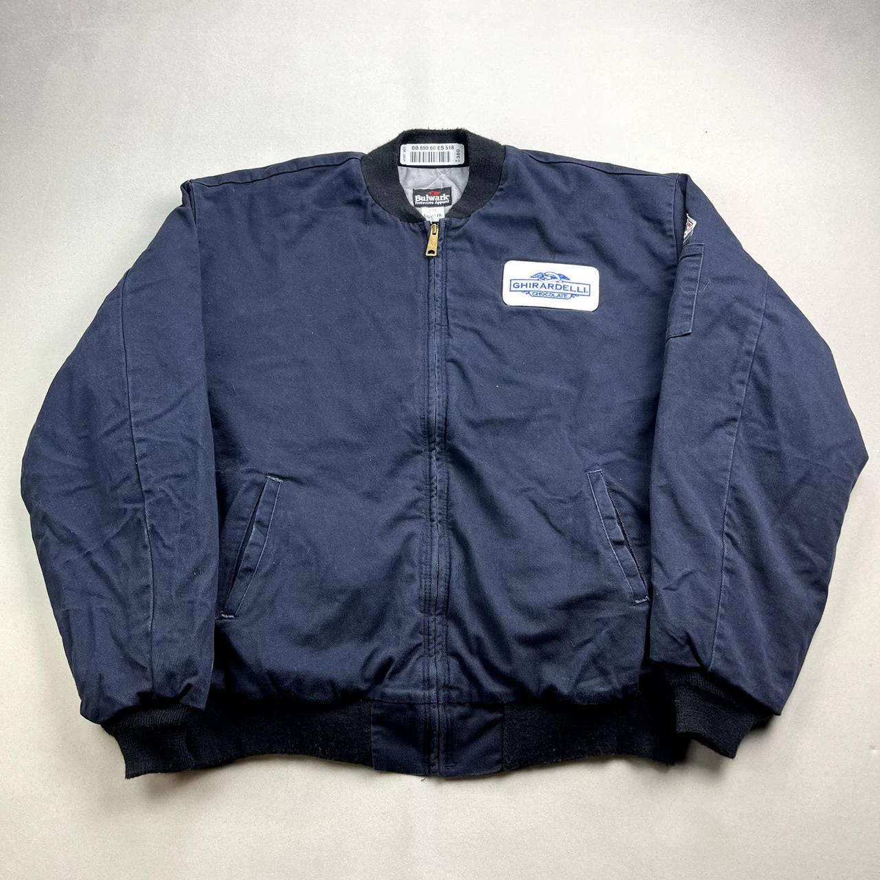 Vintage Ghirardelli Chocolate Jacket Mens XL Navy... - Depop