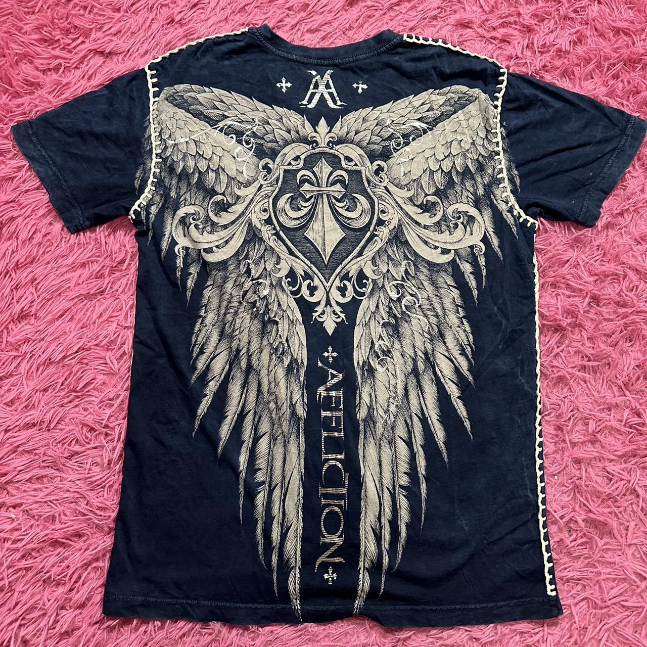 NAVY AFFLICTION WING TOP size: L shipping:... - Depop