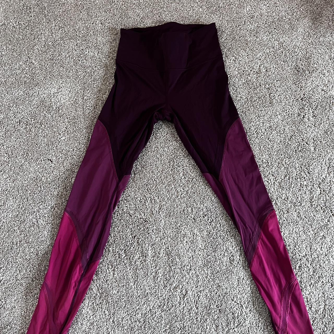 LULULEMON multi-color leggings. Mesh details size 6. - Depop