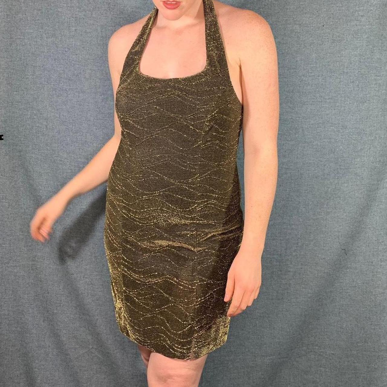 Vintage 80s gold party/club dress, size - Depop