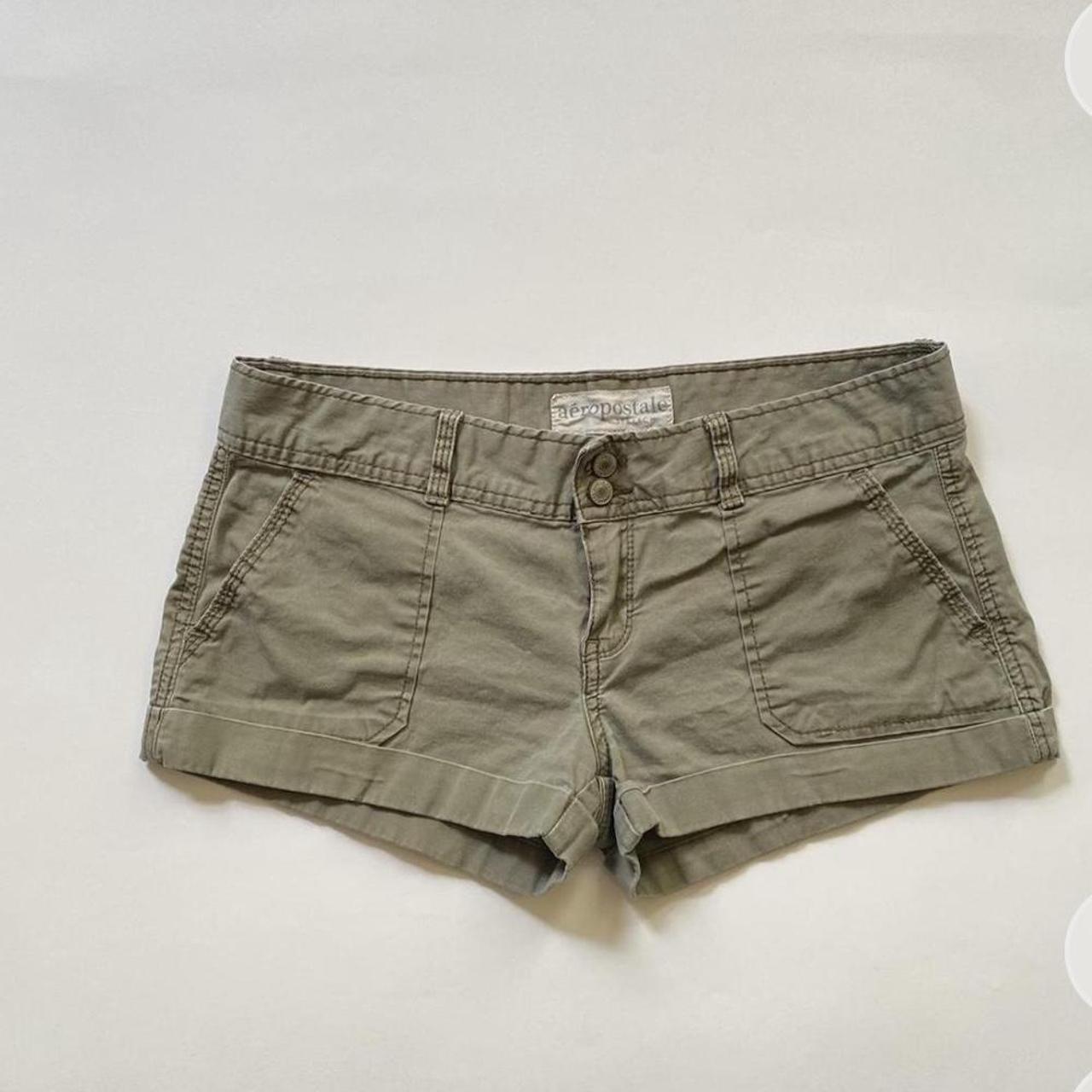 Aeropostale Women's Green and Khaki Shorts | Depop