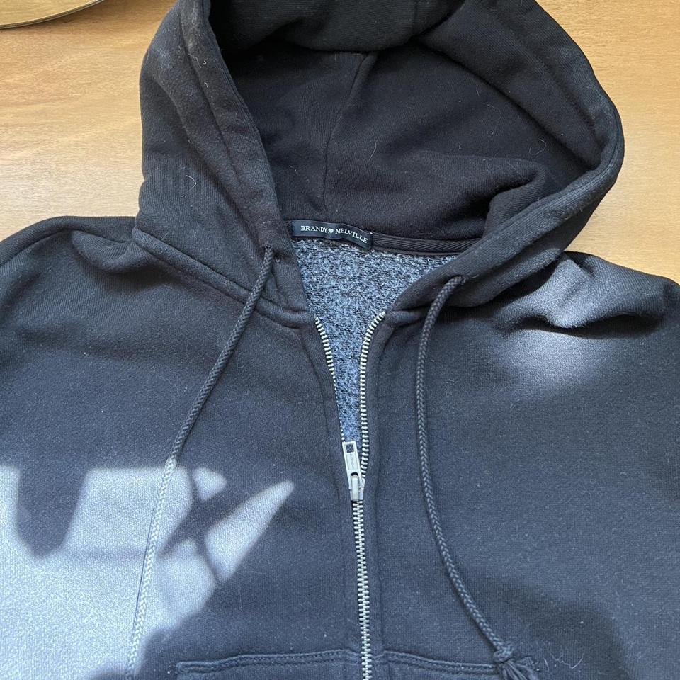 Brandy Melville black, cropped, zip hoodie, fits - Depop