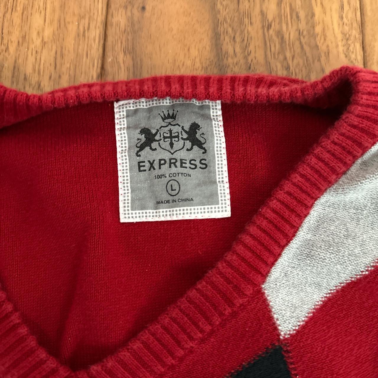 Express Men's Sweater - Red/Multi - L – Express r… - image 2