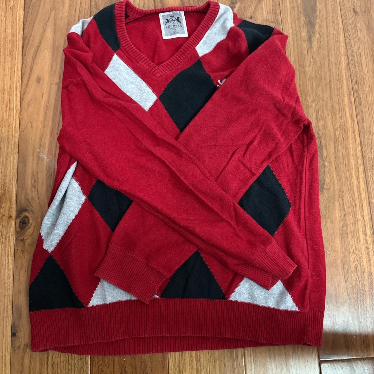 Express Men's Sweater - Red/Multi - L – Express r… - image 3