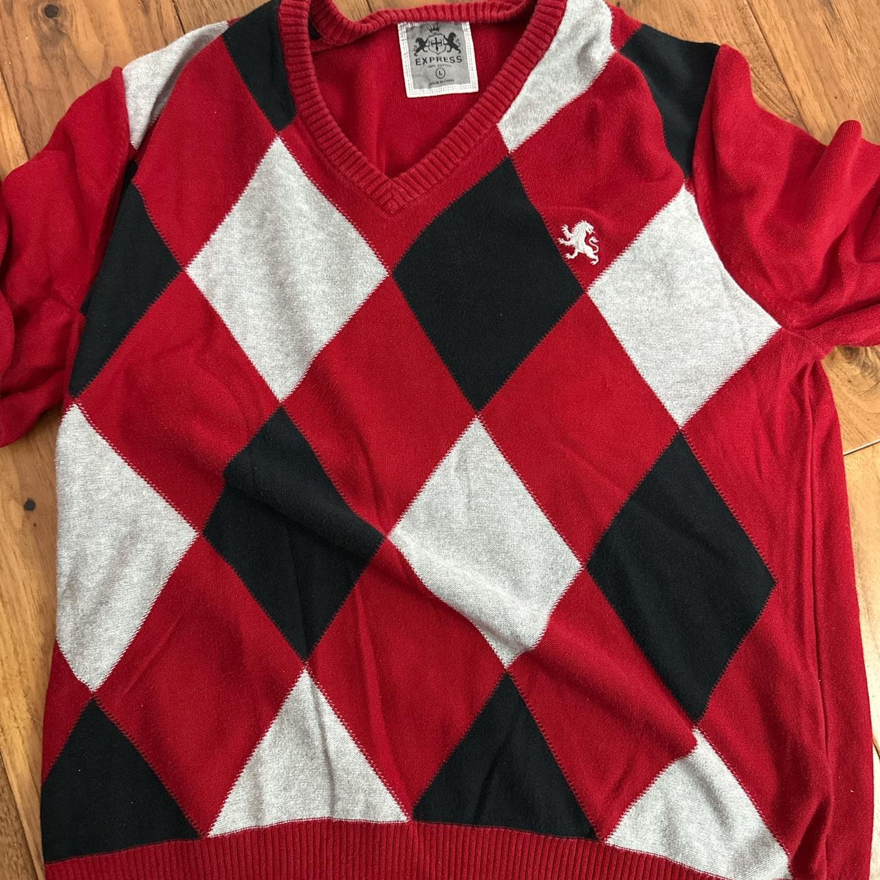 Express Men's Sweater - Red/Multi - L – Express r… - image 1