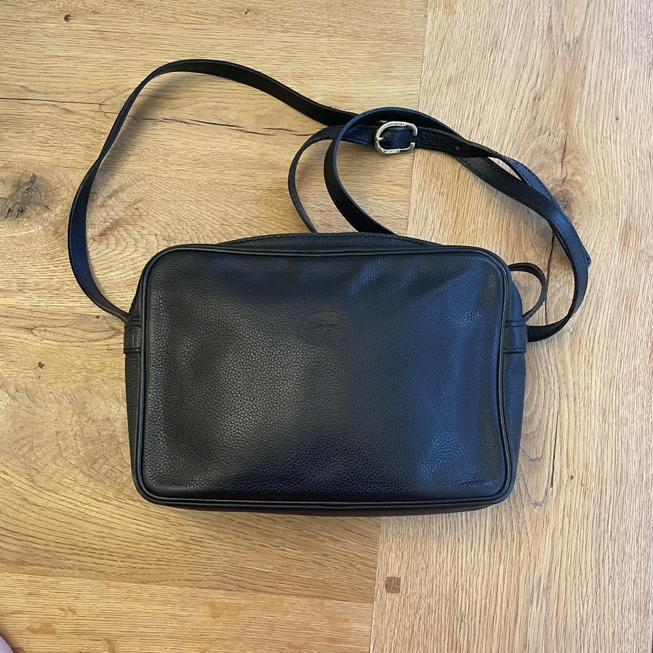 Authentic Vintage Longchamp Black Leather crossbody - Depop