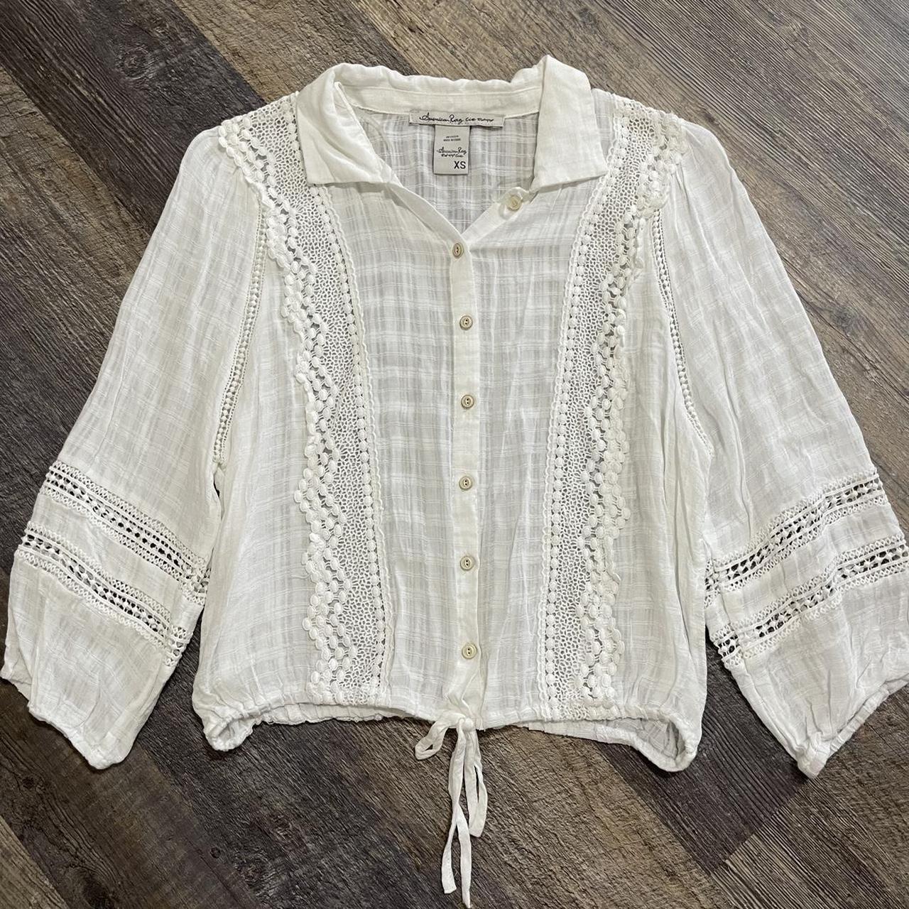 American Rag Cie Women's White Blouse | Depop