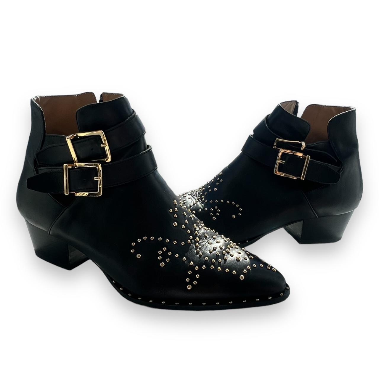 Black and gold studded boots best sale