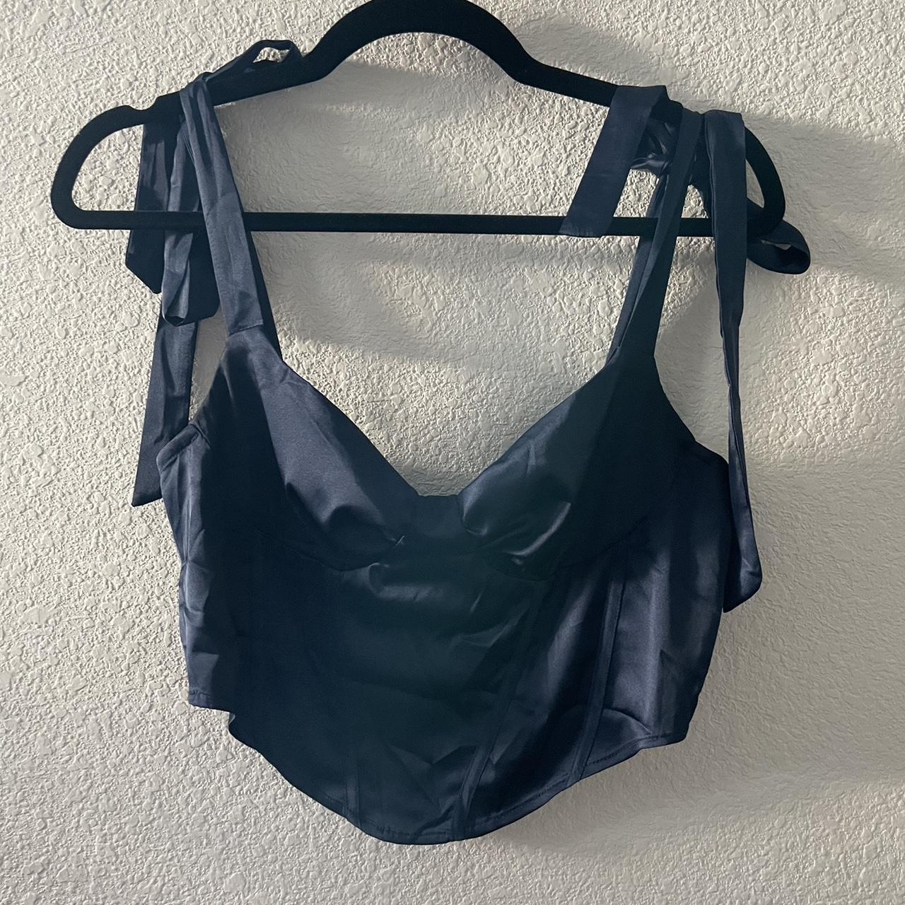 Zara Women's Navy Corset Depop